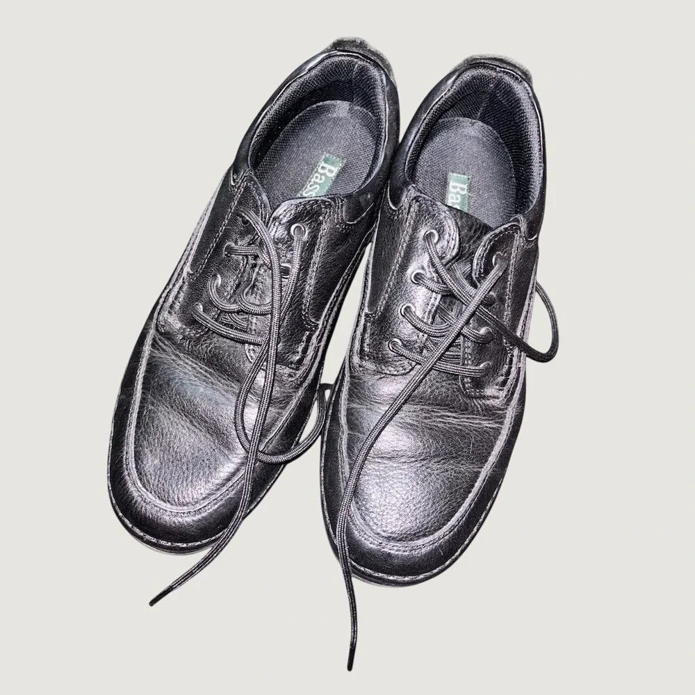 Bass Stanley Men's Oxford Casual Comfort Shoes Black Lace Up Size 11.5M leather